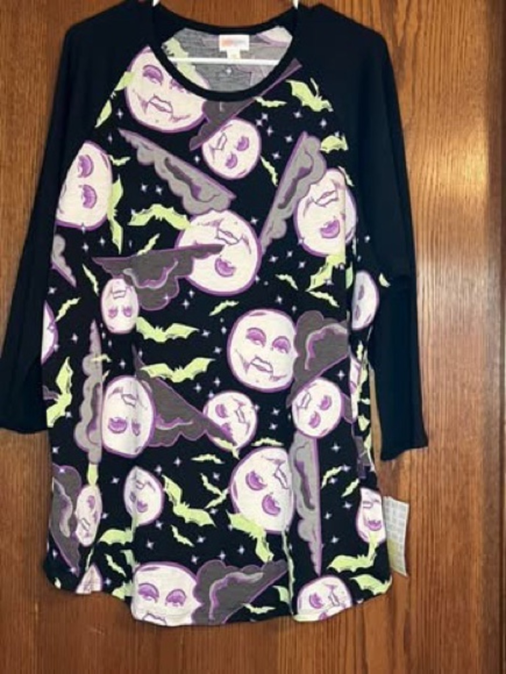 LuLaRoe Black Purple & Lime Moonprint Pajama Top